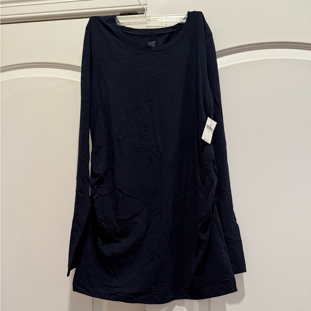 Maternity Navy Blue Tunic Style Long Sleeve Top